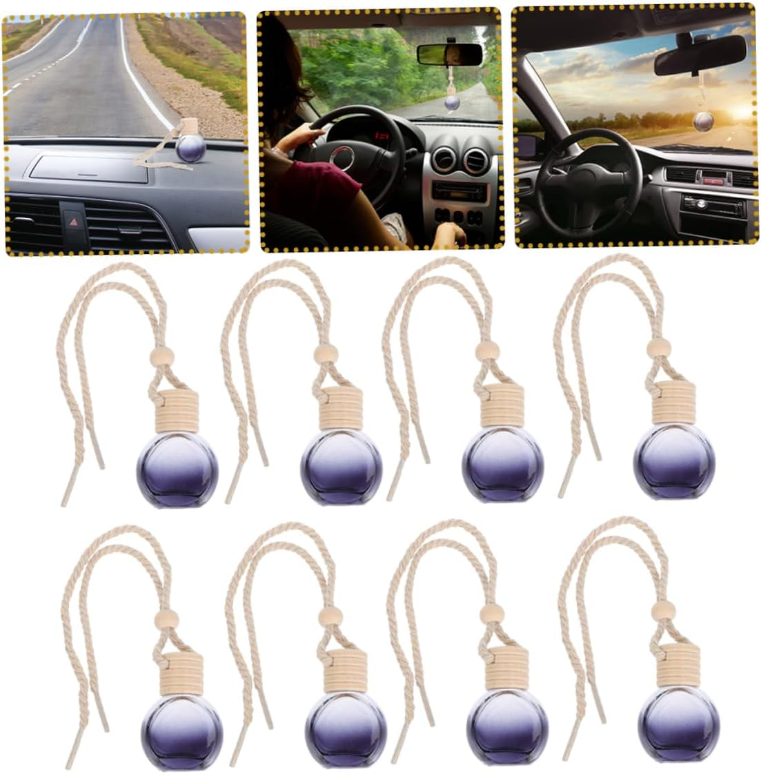 8Pcs Car Scent Diffuser Hanging Perfume Bottle Pendant Air Freshener for Car Decorative Aroma Bottle Reusable Scent Container image number 6