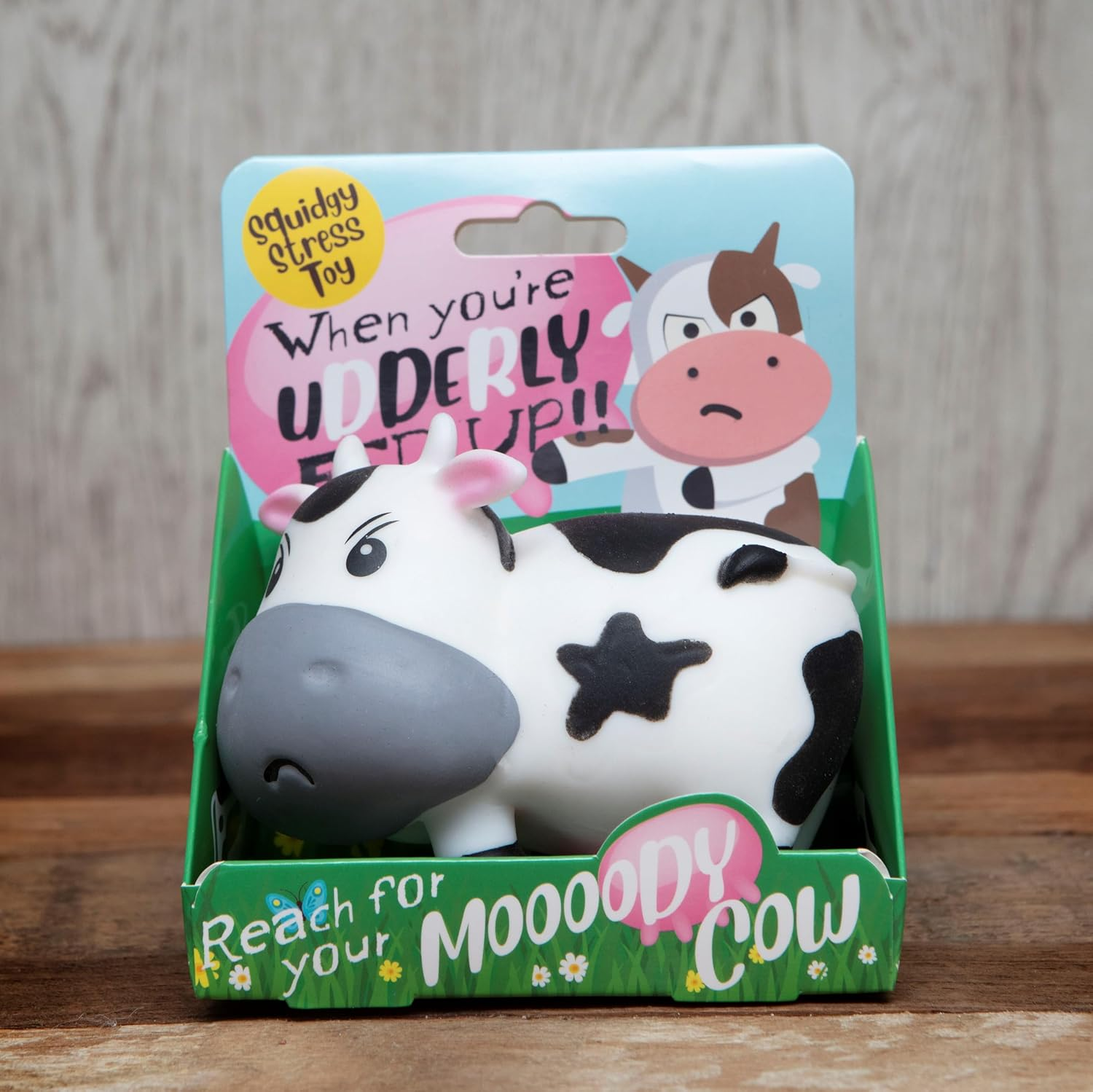 Boxer Gifts Moody Cow Stress Relief Toy, Funny Squishy Desk Toy, Novelty Stress Ball, Farm Animal Themed, Anxiety Relief Toy, Humorous Present, Squeeze Away Stress, Bright Fun Packaging image number 1