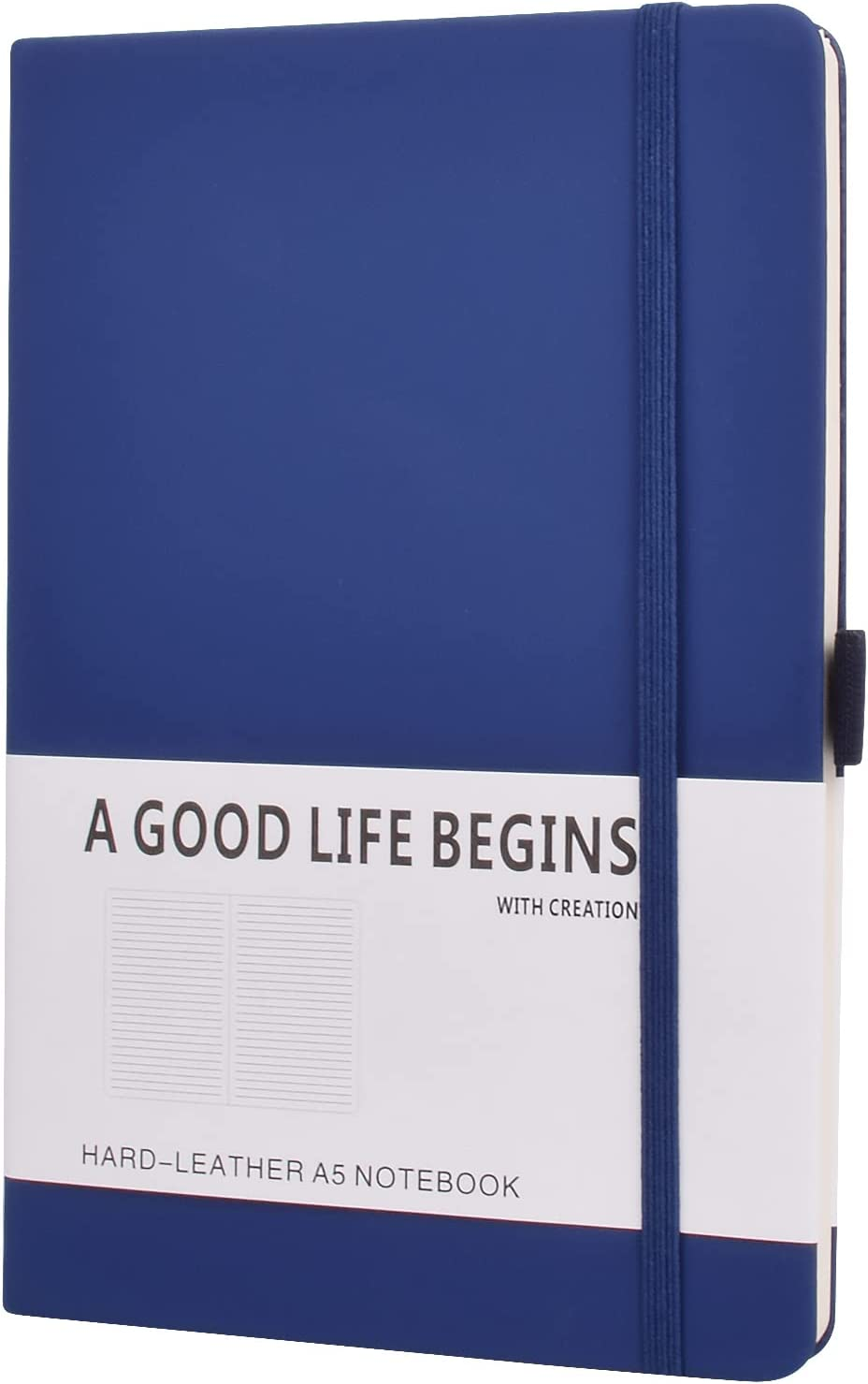 SAYEEC Lined Journal Notebook 1 Pack, A5 Hardcover Notebook for Work with Pockets, 200 Pages Thick Paper, Medium 14 Cm &times; 21 Cm (Blue) - Black (2 Pack) image number 2