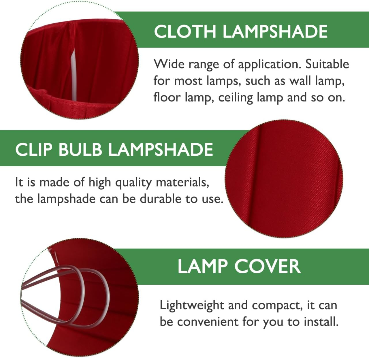 Toddmomy Fabric Lampshade Clip Lamp Cover Living Room Textile Light Protection Red Wine Red Robust for Table Lamp Bedroom
