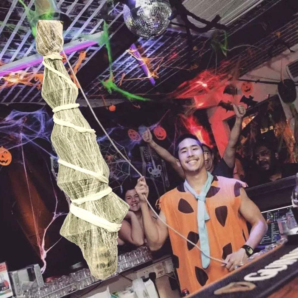 ESSENSON Halloween Decorations Outdoor - 70 Inch Hanging Corpses Props Scary Skeleton Body inside Spider Web Halloween Yard Indoor & Outdoor Decor Halloween Party Favors Haunted House Decorations image number 3