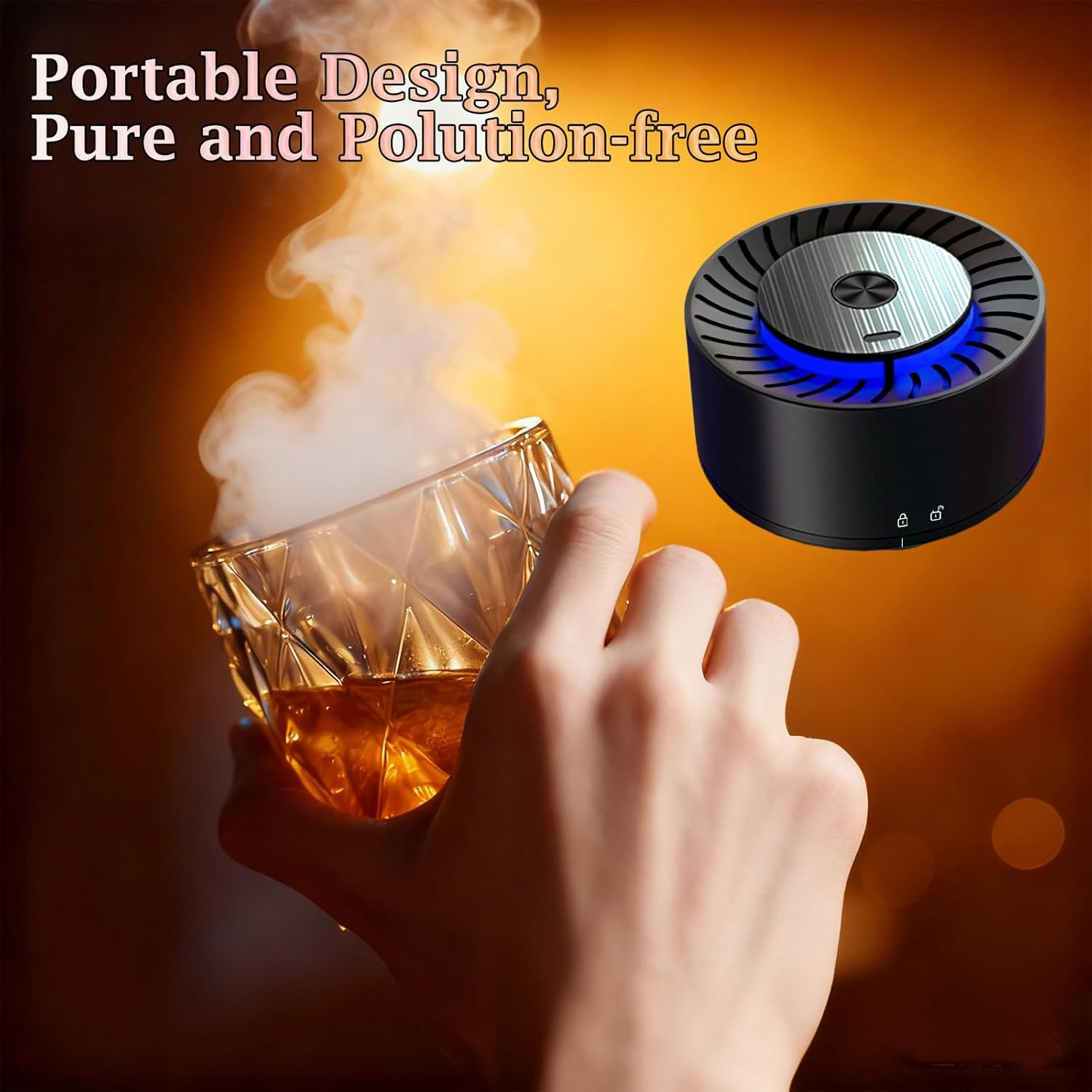 Electric Whiskey Smoker Kit (No Butane) with 6 Natural Wood Chips for Cocktails & Old Fashioned Drinks, Cocktail Smker Kit, Bourbon Whiskey Gifts for Men, Dad, Husband image number 5