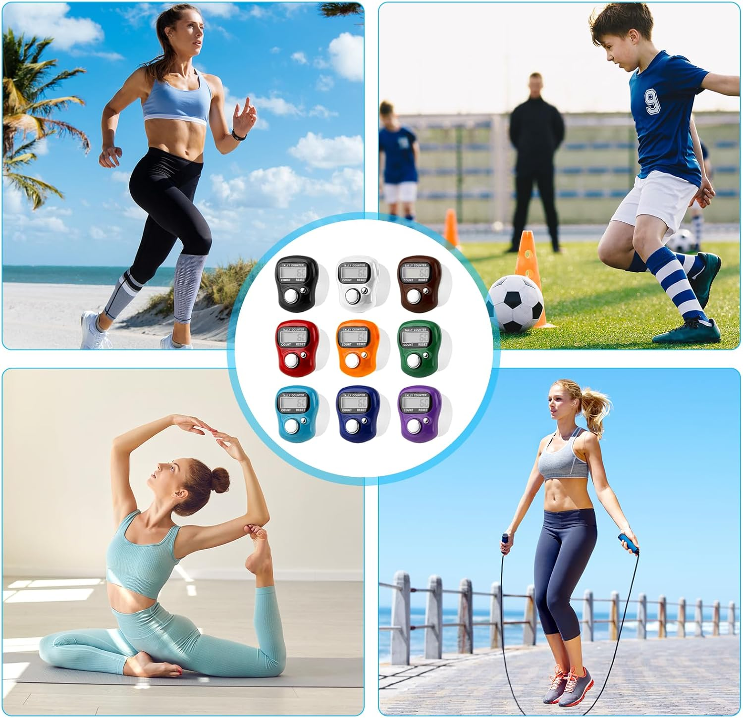 9 Pcs Electronic Finger Tasbeeh Tally Counter Mini LCD Digital Display Handheld Pitch Clicker, Resettable Finger Hand Tally Counter for Golf Coaching Knitting, Lap, Fishing Row Baseball Easy to Carry image number 6