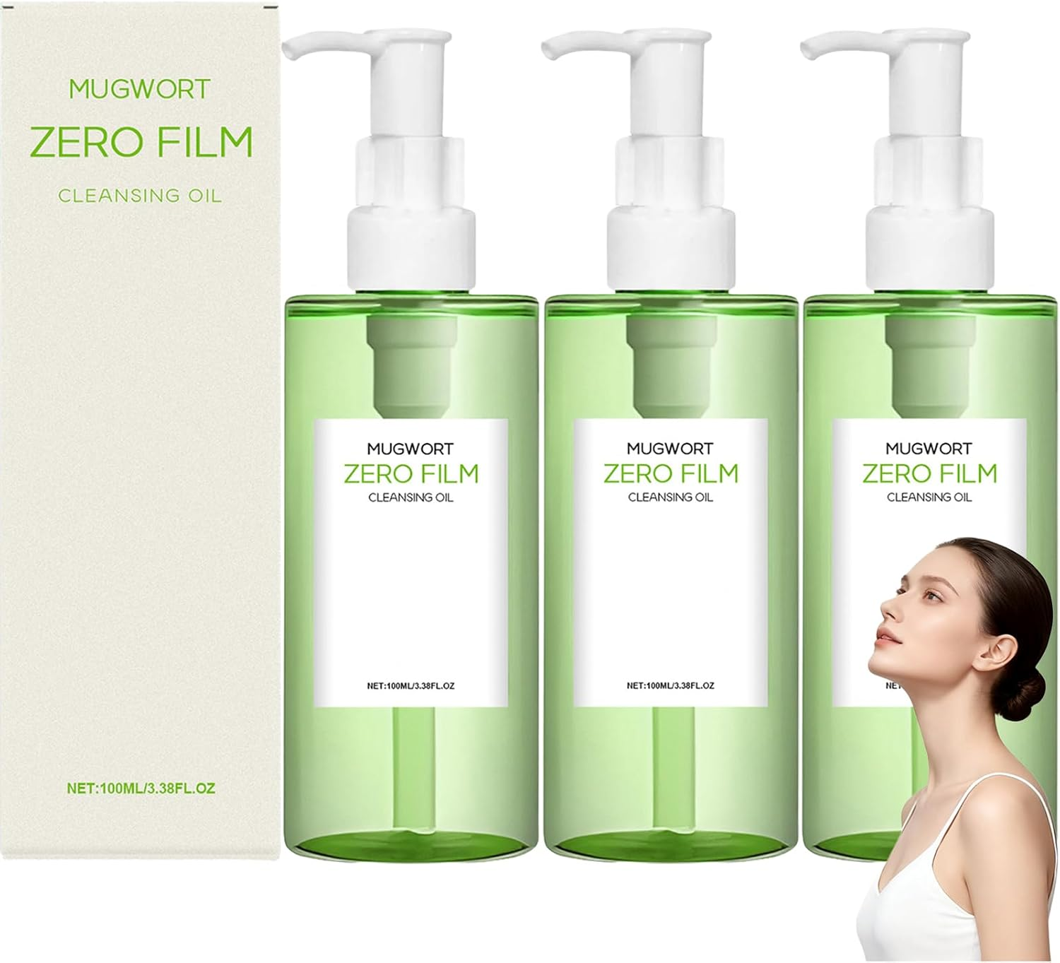 Mugwort Zero Film Cleansing Oil, Purifying Oil Cleaner, Natural Facial Oils Cleanser, Deep Cleansing Oils for Face, Moisturizing Oi/L Cleanser, Daily Makeup Blackhead Removal No Pore Clogging (1Pcs)
