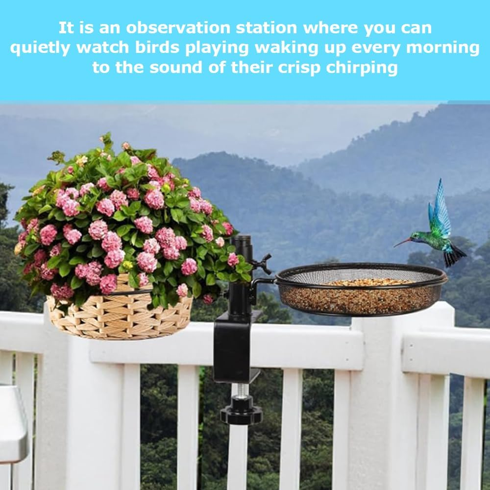 2-In-1 Bird Bath and Feeder/Adjustable Heavy Duty Clamp Bracket,Outdoor Bird Feeding Stand & Bird Feeder Deck Mount,Bird Feeder Hanger for Outdoors Garden image number 3