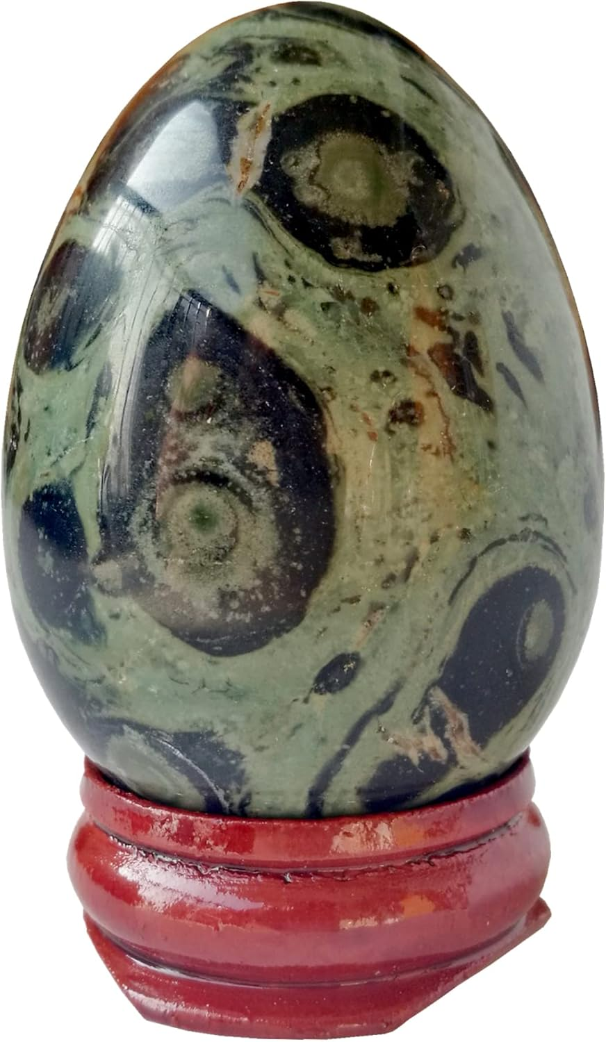 Natural African Bloodstone Egg-Shape Meditation Chakra and Home Decor Balancing Gemstone and Crystals Figurines Kit,1.96"X 1.37"Reiki Healers and Yoga Practioner,With Wooden Stand image number 2