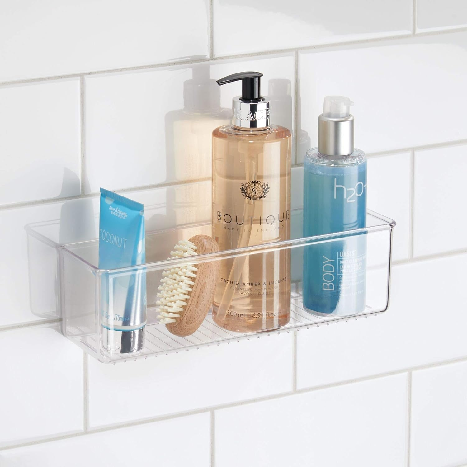 Interdesign AFFIXX, Peel and Stick Strong Self-Adhesive Organizer for Kitchen, Pantry Cabinets, Laundry Room, Bath, Office - Long, Clear image number 5