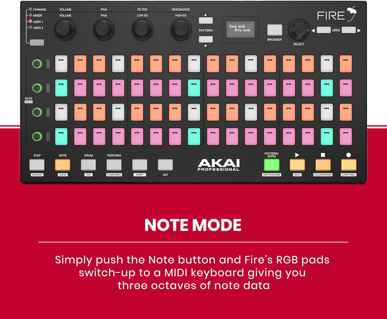AKAI Professional Fire (Controller Only) &ndash; USB MIDI Controller for FL Studio with 64 Pad RGB Clip, Drum Pad Matrix image number 5