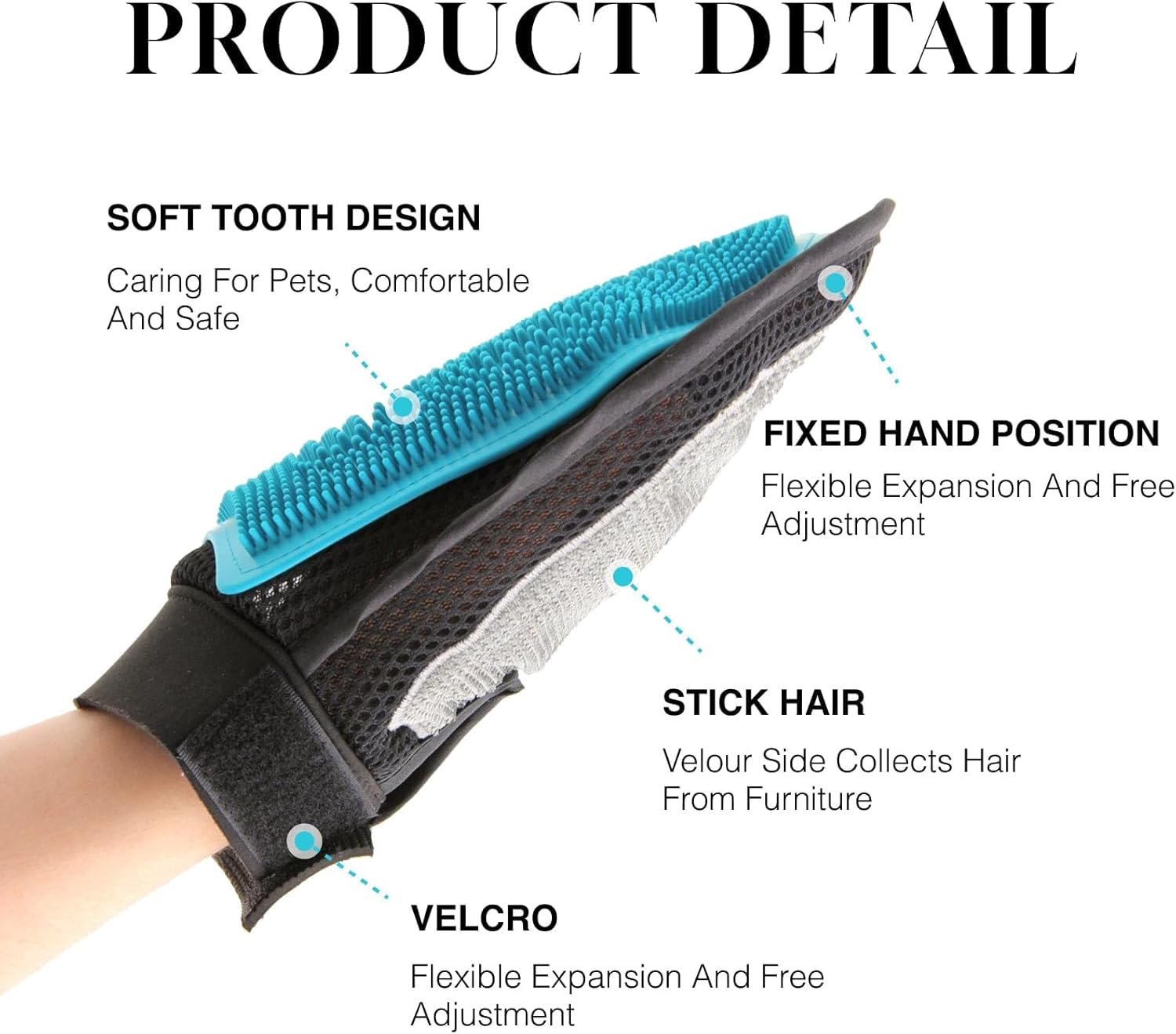 Pet Grooming Glove, 2-In-1 Luxury Dog Fur Remover & Cat Hair Remover Mitt, Deshedding Glove for Dogs, Cats, Kittens & Puppies, Massage Grooming Glove for Removing Loose Fur, Dirt & Dust