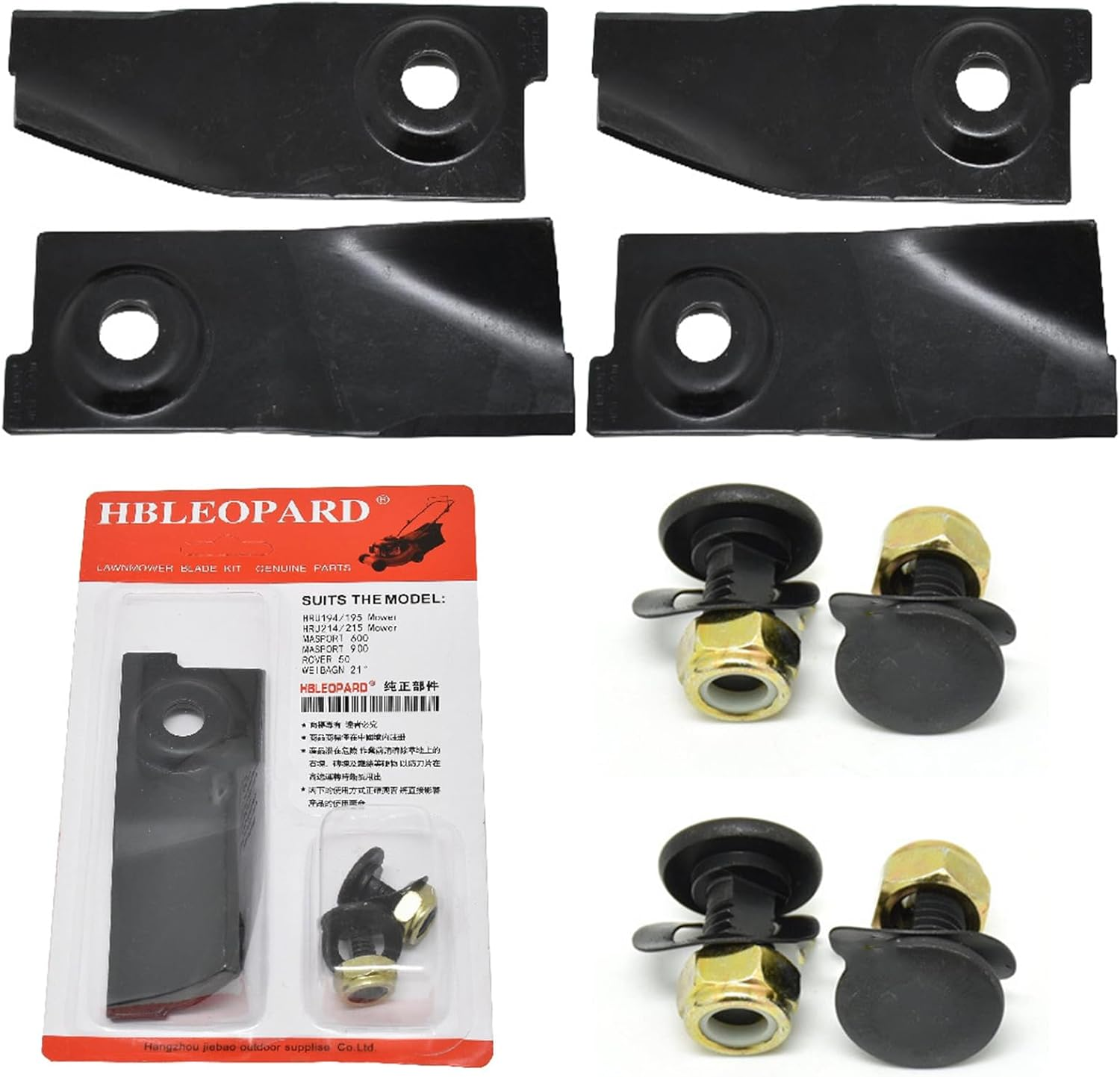 4 Pcs Blades Bolts Set Compatible with 18" Cut Masport Morrison Rear Catcher Mower, Lawn Mower Blades Compatible with Husqvarna LC18 & Stihl Viking MB434 MB435 Series Rear Catcher Mower (18 Inch)