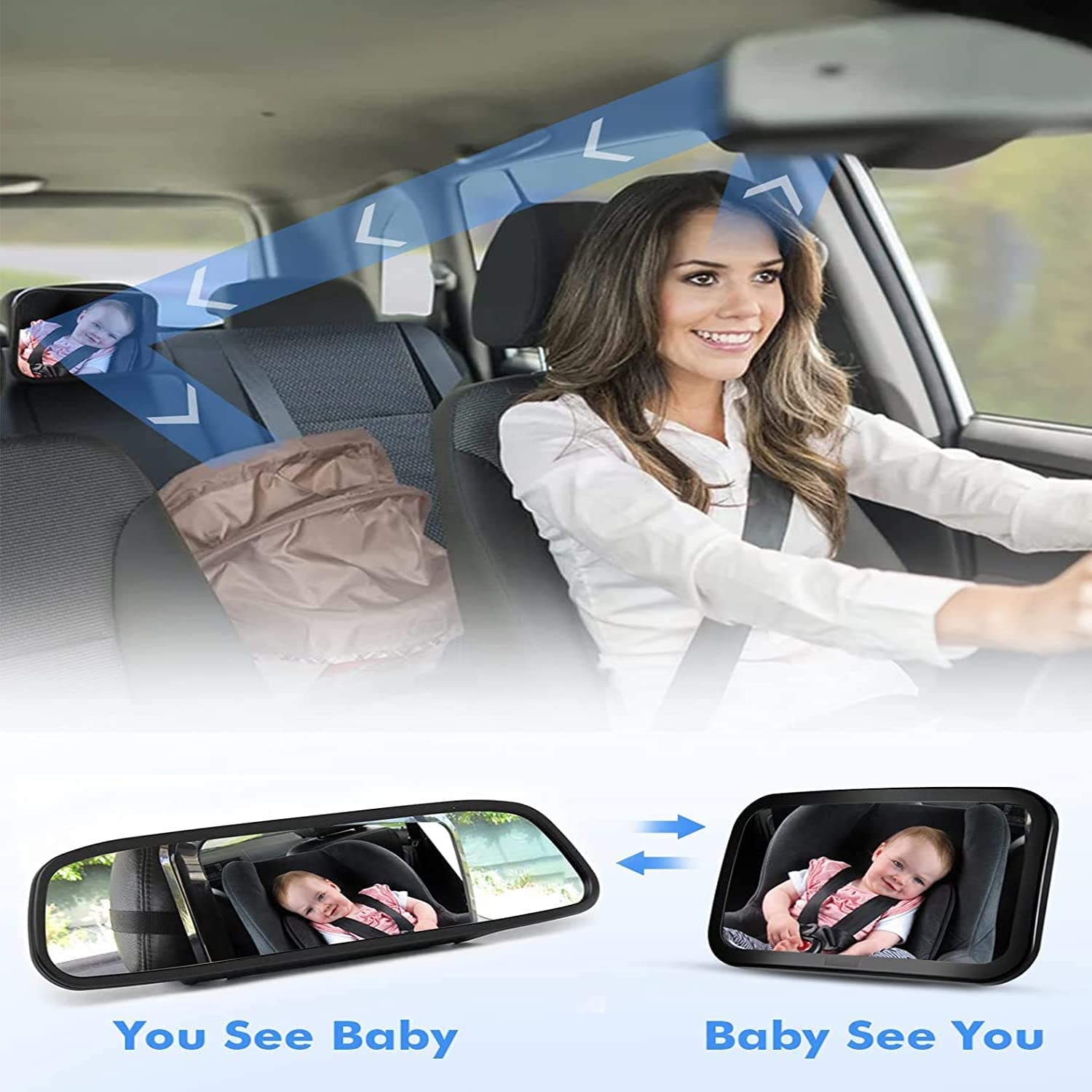 ACEBON Baby Mirror for Car, Backseat Unbreakable Acrylic Mirror, Crystal Clear View of Infant in Rear Facing Car Seat, Safe and Secure image number 4