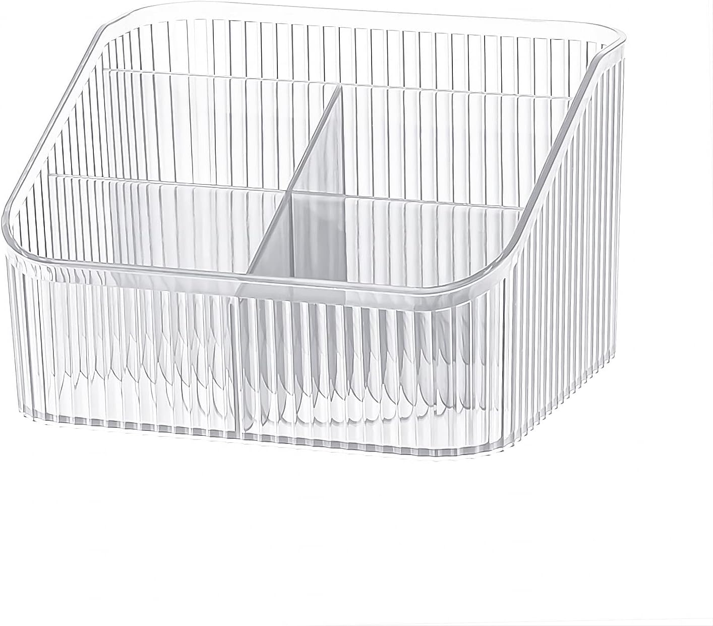 DASITON Large Capacity Makeup Brush Holder,3 Slot Makeup Brush Cup,Vintage Striped Makeup Brush Holder,For Vanity Decor,Bathroom Countertops,Desk Storage Container,Cosmetic Display Cases(Black S)