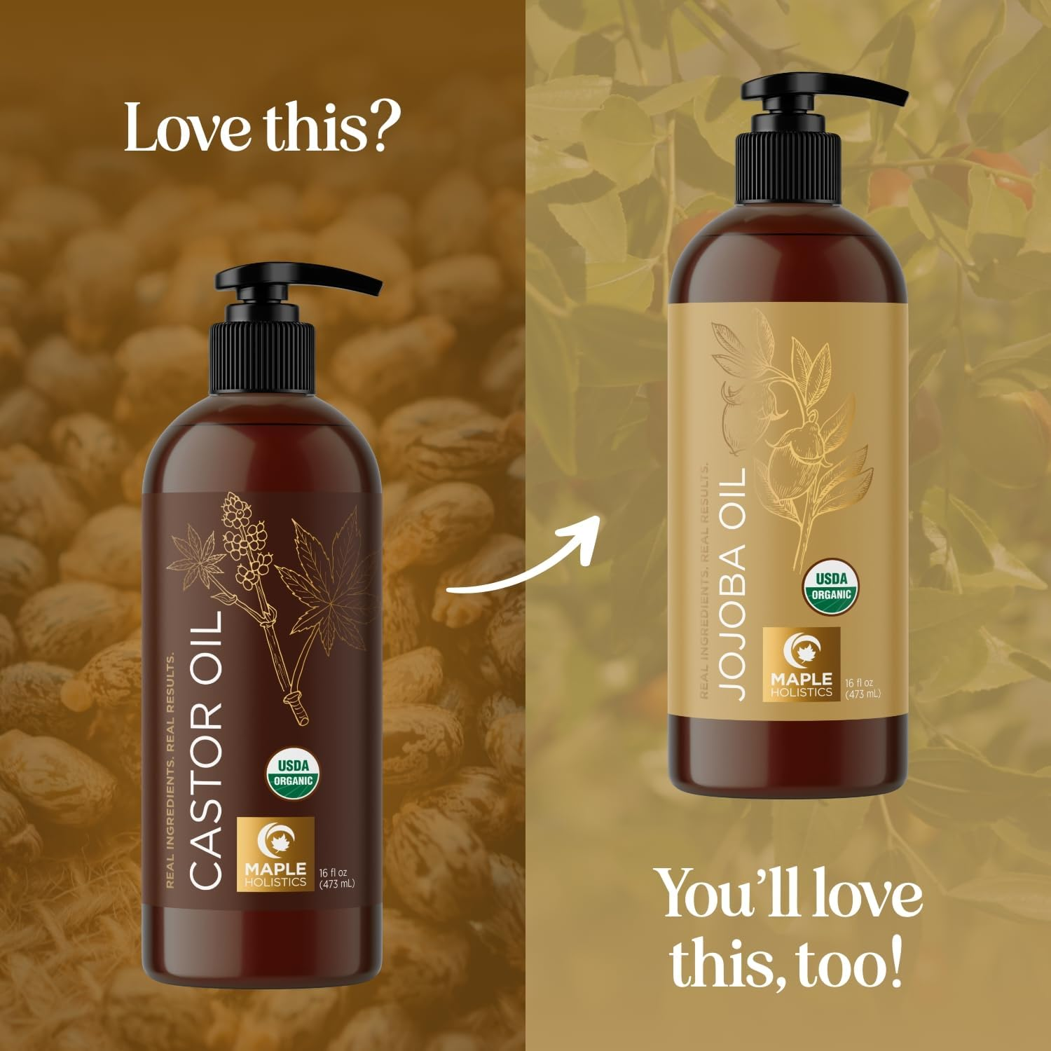 Organic Castor Oil for Hair Growth - USDA Organic Castor Oil for Eyelashes and Eyebrows - Extra Virgin Hexane Free Organic Hair Oil for Dry Damaged Hair - Carrier Oil for Essential Oils Mixing image number 1