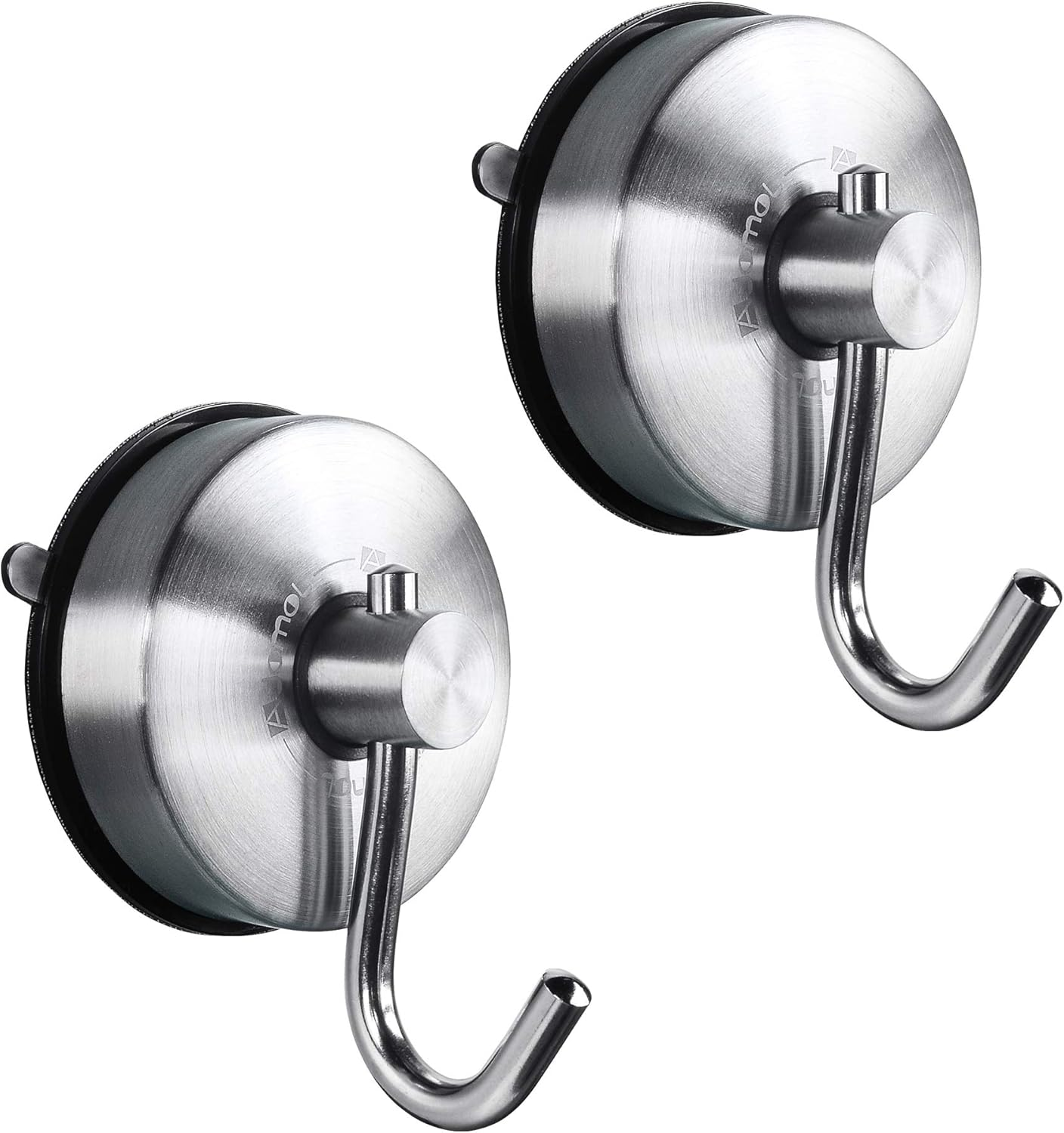 JOMOLA Suction Cup Shower Hook for inside Shower Towel Hooks with Suction Cup Holder Kitchen Utensil Storage Organizer for Bathroom Towel Hanger Stainless Steel Brushed Finish, 2PCS