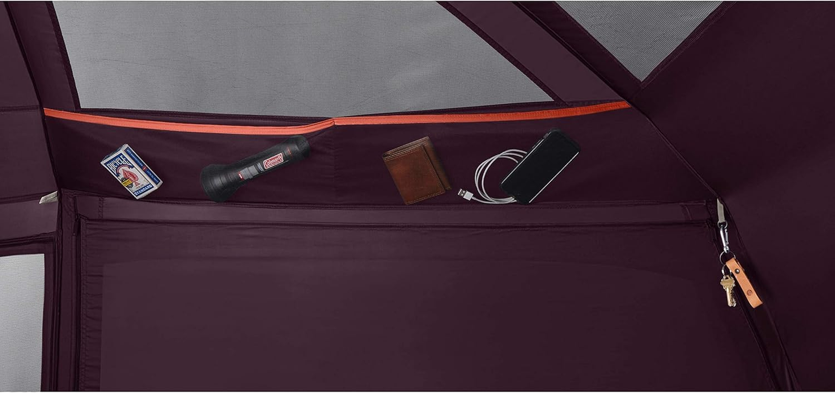 Coleman Skylodge Camping Tent, 8/10/12 Person Weatherproof Family Tent with Convertible Screen Room, Color-Coded Poles, Room Divider, Rainfly, and Storage Pockets, Fits Multiple Queen-Sized Airbeds