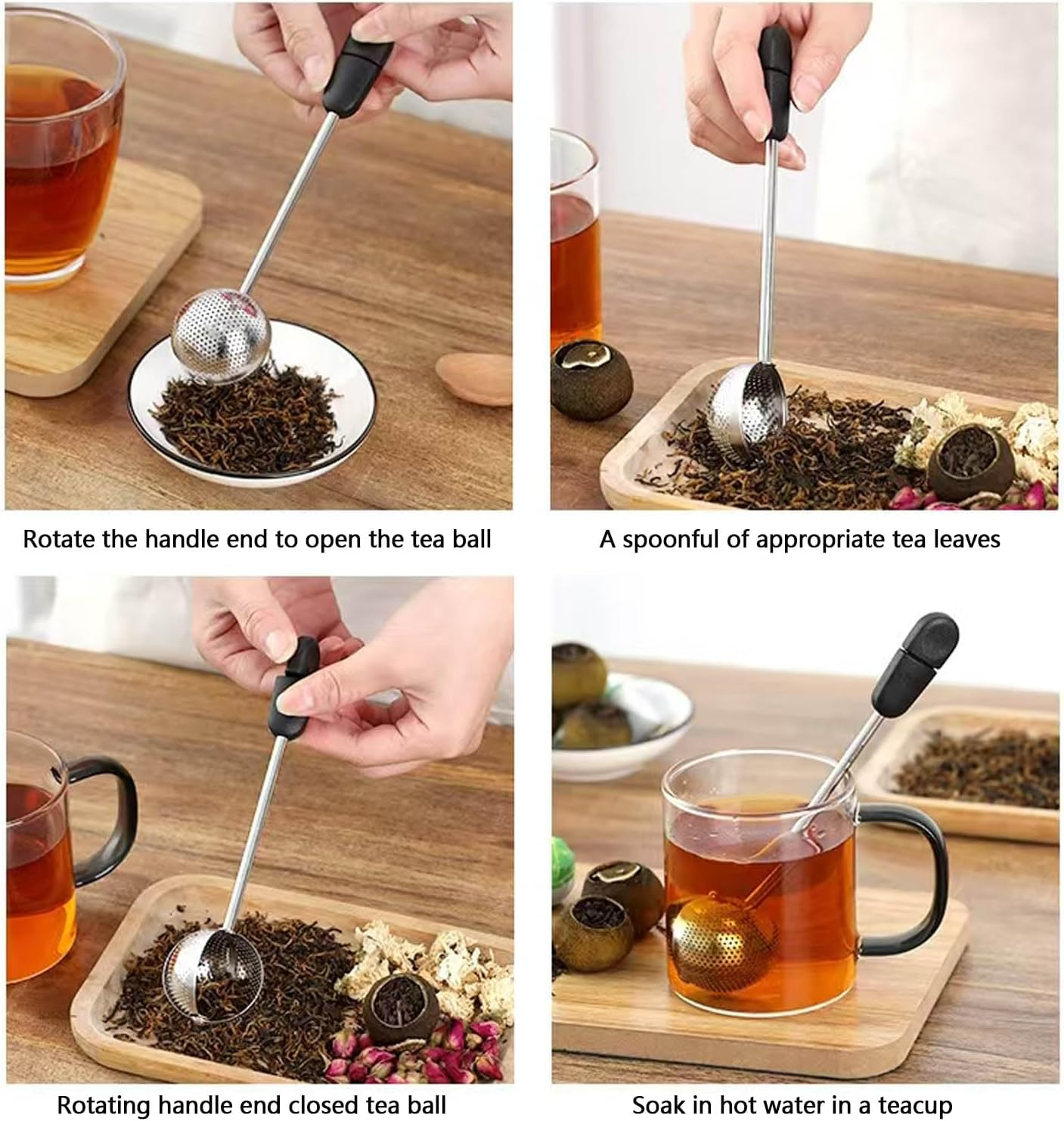Kuskins Stainless Steel Tea Ball Infuser with Rotating Handle, Fine Mesh Tea Strainer for Loose Leaf Tea, Premium Sphere Metal Filter Fits Most Cups & Teapots, Easy to Clean (Silver) image number 6