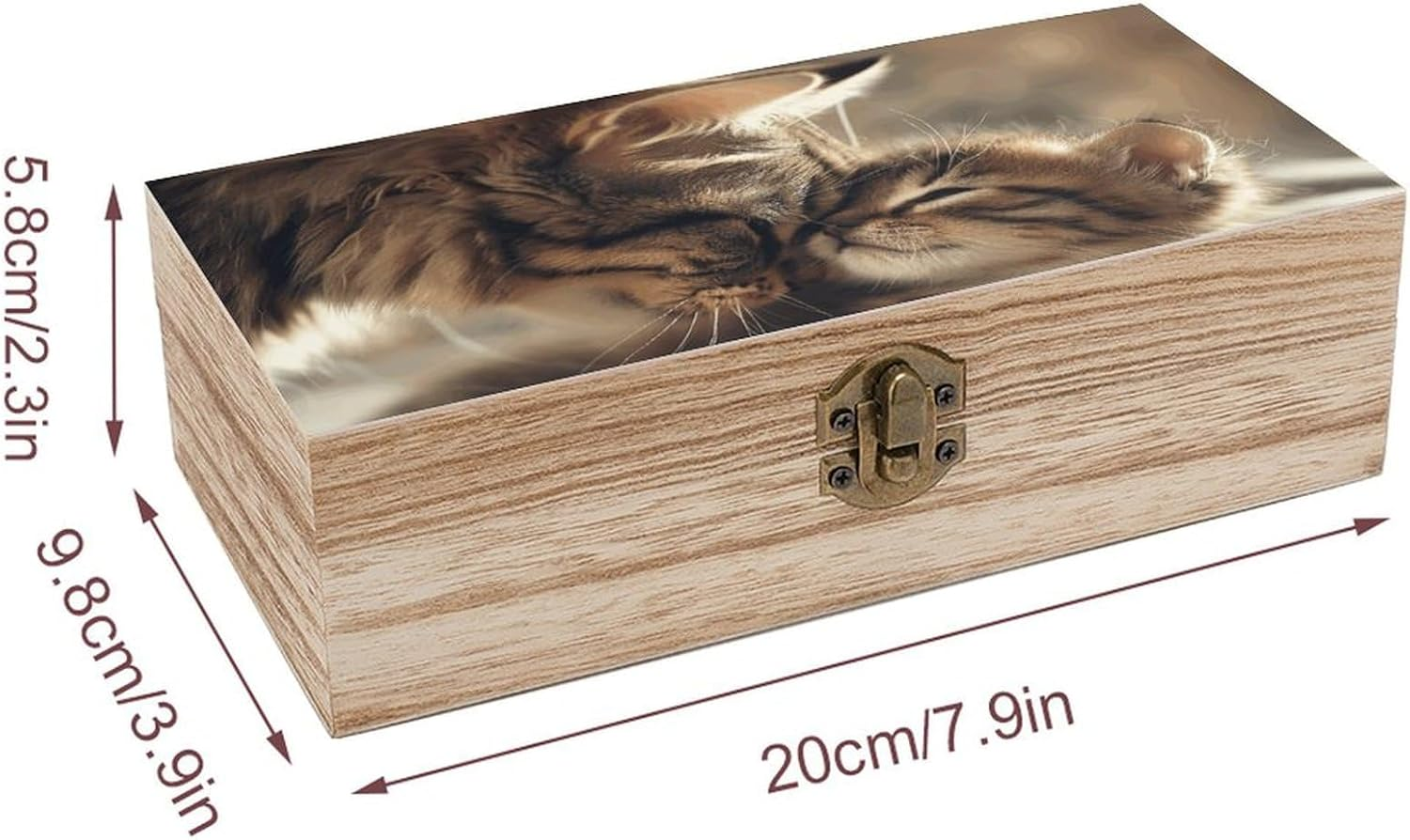 Cat Wooden Box Wood Wedding Keepsake Boxes with Lids Small Decorative Boxes Lightweight Wooden Memory Storage Box for Crafts Keepsakes Jewelry Photo Letter Storage image number 4