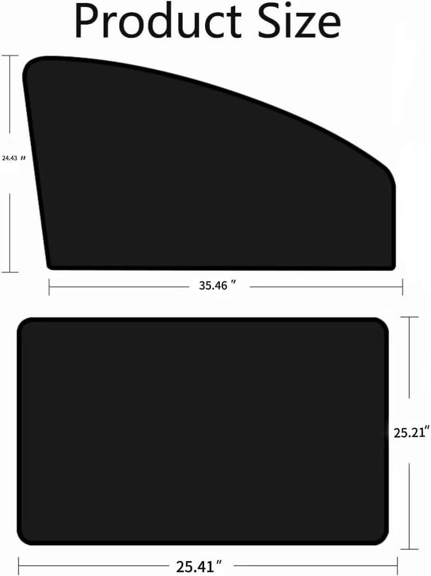 4-Pieces, Car Window Sun Shade with Mosquito Net &ndash; Easy - Install, Universal Fit for Privacy & Bug Protection, Car Window Sunshade Set, Magnetic Side Window Mesh Screens, Black, AUPOINT