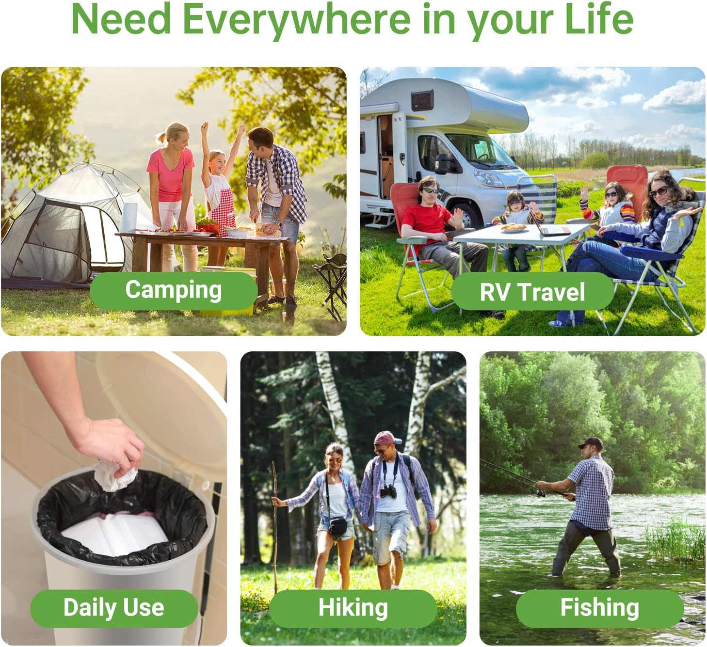 25 Portable Camping Toilet Bags, 8 Gallon Leak-Proof Trash Bags, 1.1 Mil Super Thick Biodegradable Waste Bags for Outdoor Boating Travel image number 2