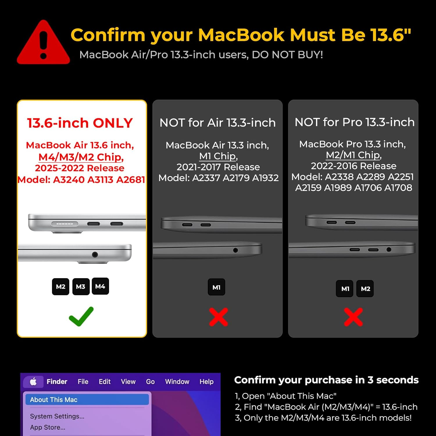 Eoocoo Case Compatible with Macbook Air 13 Inch 2026-2022 M4 M3 M2 A3240 A3113 A2681, Hard Shell Case + Keyboard Cover + Polishing Cloth + Screen Protector for Mac Air 13.6 Inch, Sparkly Clear image number 4