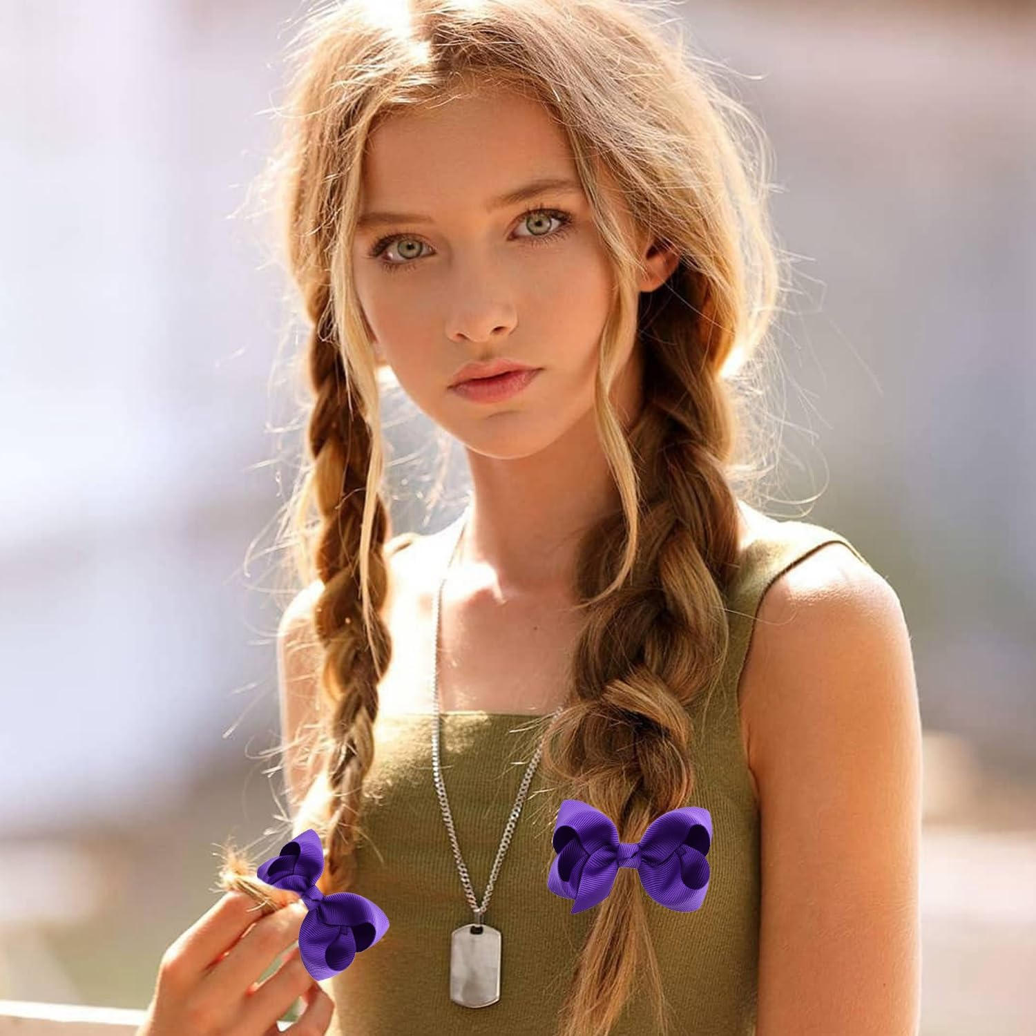 4 Purple Hair Accessories, Pack of 50 Women'S Hair Ties, Women'S Bow Hair Clips, Girls Bow Hair Accessories, Suitable for Daily Wear and Match with School Uniforms image number 5