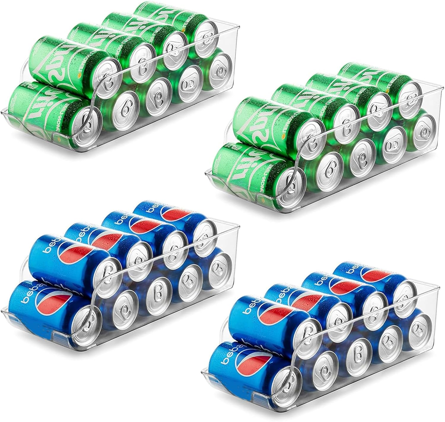 2 Pack Clear Soda Can Organizer for Refrigerator, Fridge Bins & Beverage Holders &ndash; Stackable Storage Containers for Cans, Bottles, and Pantry Organisation/Organizer image number 4