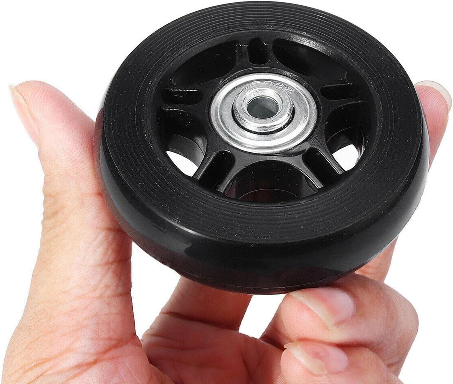 Eigell Luggage Suitcase Replacement Wheels, Rubber Swivel Caster Wheels Bearings Repair Kits, Set of 2, Black - 60X24Mm image number 1