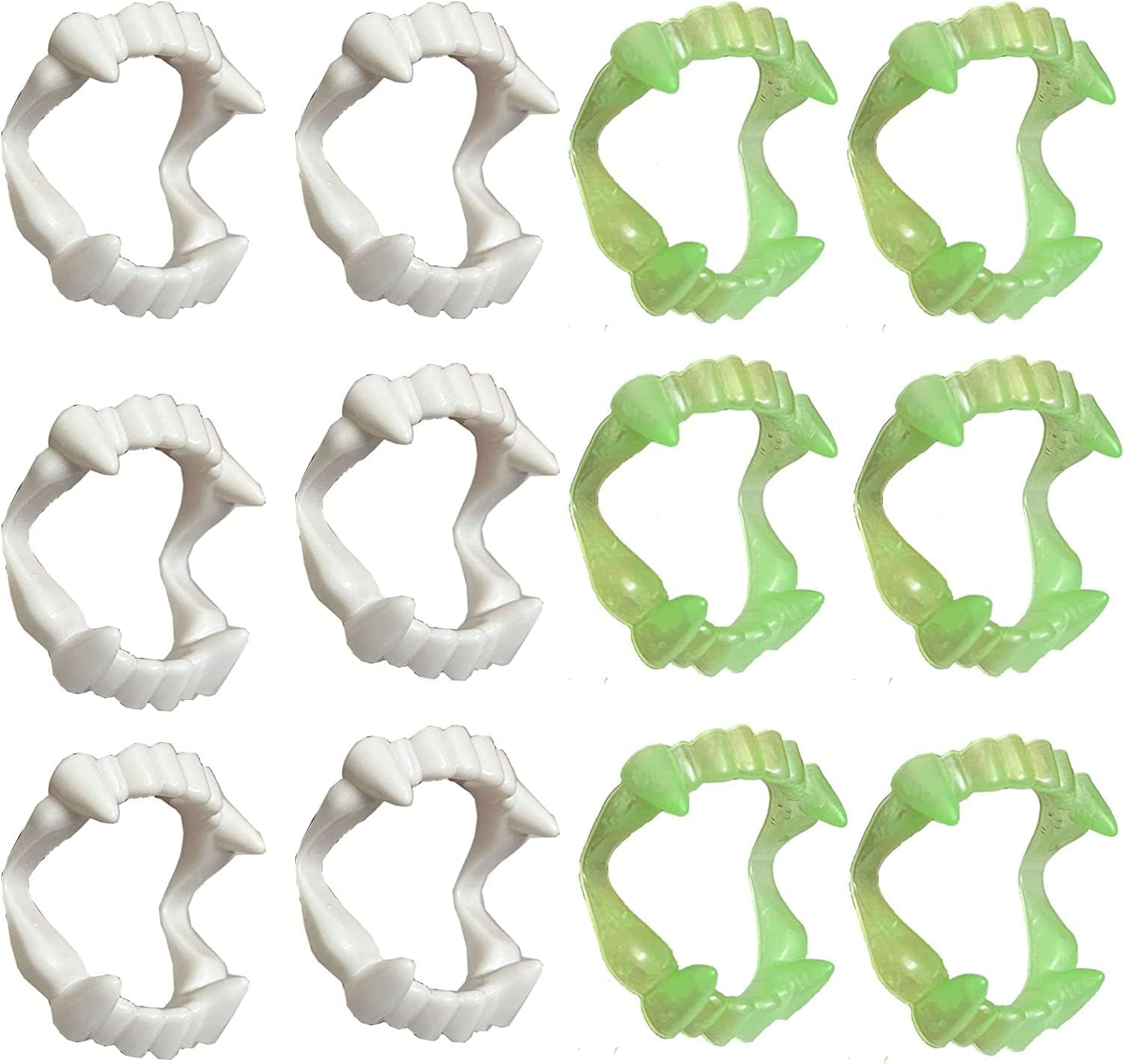 24 Pcs Vampire Fangs, Plastic White and Glow in the Dark Vampire Teeth for Dress up Costume Cosplay Photo Props Halloween Christmas image number 1