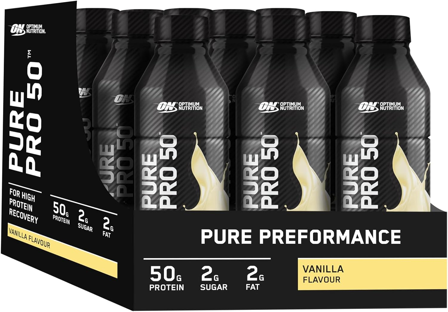 OPTIMUM NUTRITION Pure Pro 50 Protein Drink, Chocolate Flavour, 508Ml, 12 Pack image number 3