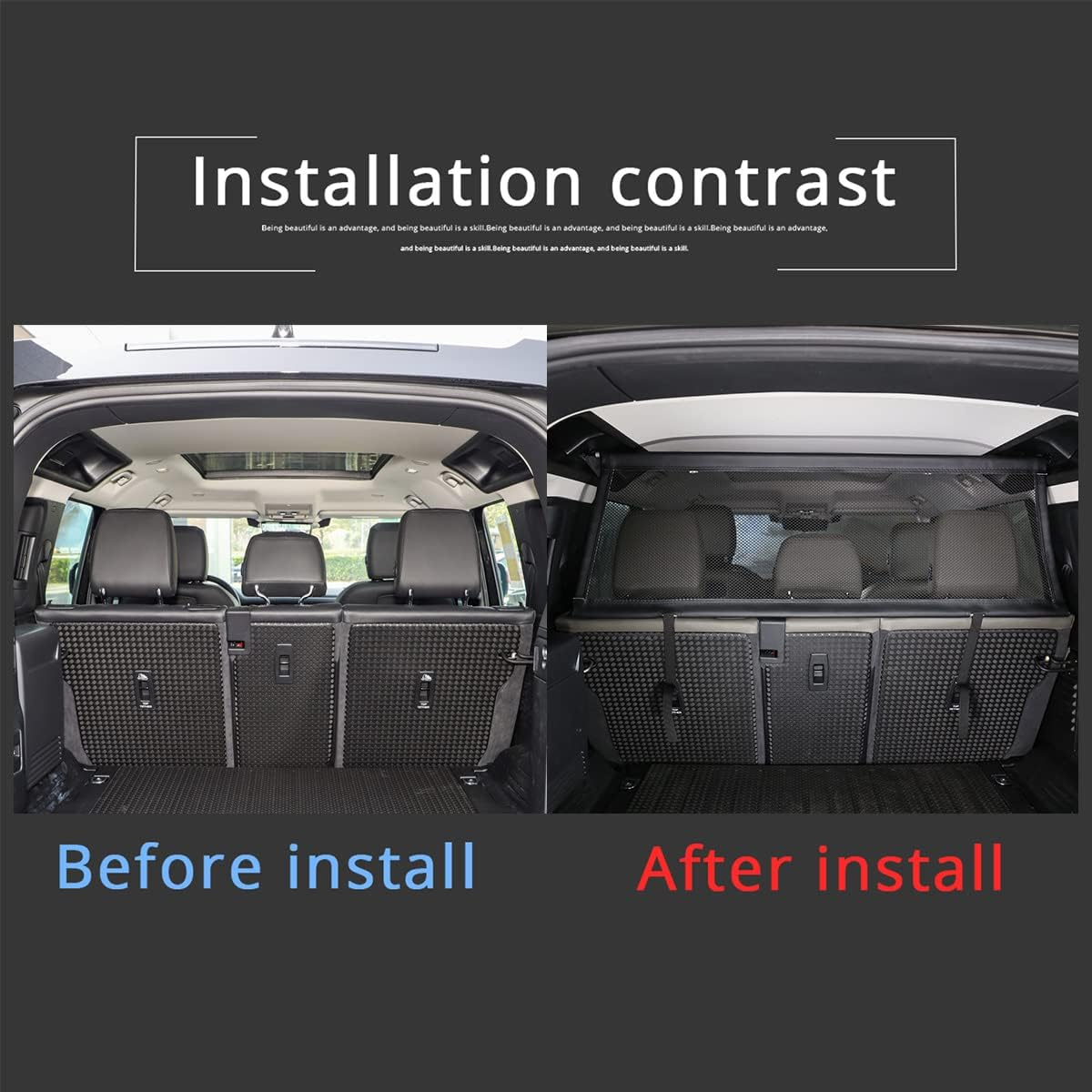 Pet Restraint Net Dog Fence Car Backseat Divider Vehicle Gate Cargo Area Travel Trunk Mesh Net Screen for Land Rover Defender 110 2020 2021 (Style C)