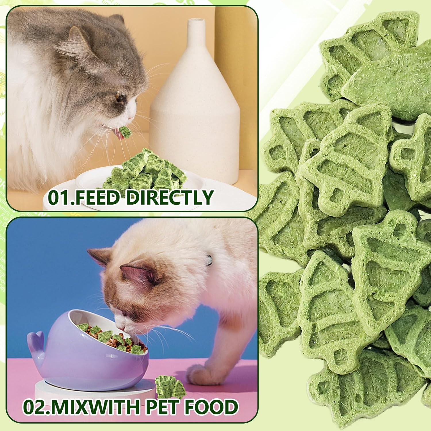 Cat Grass Teething Sticks, 100G Edible Freezed Drying Cat Grass Treats, Cat Snacks for Hairball Removal and Dental Care image number 2