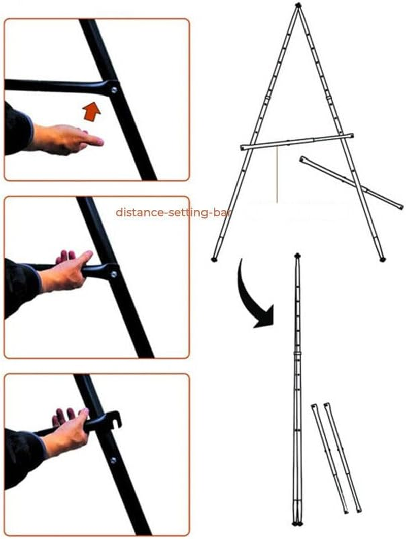 ALSTON Pull up Bar Station, Foldable, Aerial Yoga Stand, Height Adjustable, Swing Trapeze Frame, Steel A-Frame, 110Kg Weight Capacity, Black image number 5