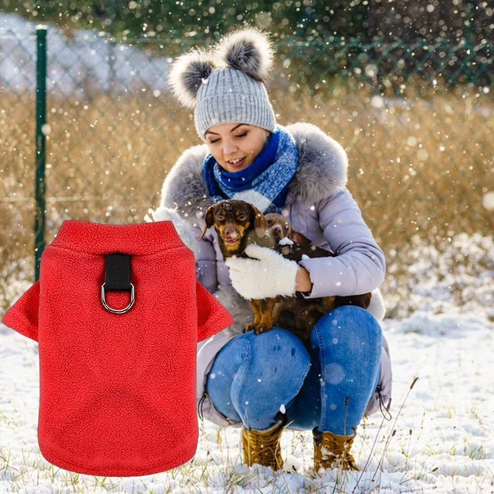 Dog Jumper Fleece Small Dog Jumper for Small Dogs Dog Jumper Fleece Vest Pet Dog Warm Coat Warm Dog Clothes for Small, Medium and Large Dogs, with D-Rings, Red, 2XL image number 1