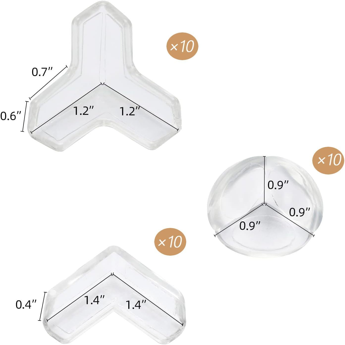 Clear Baby Proofing Corner Protectors - Invisible T, round & L Shape Edge Guards for Table and Furniture, Child Safety Kit to Cover Sharp Corners (30-Pack) image number 4