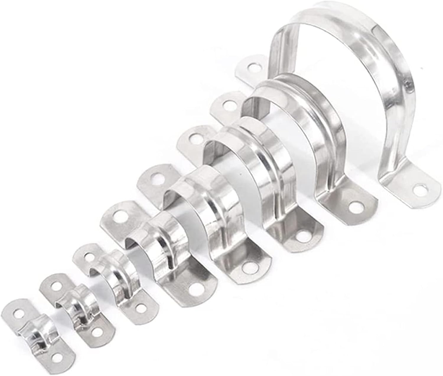 50Pcs 10Mm Stainless Steel Plumbing Pipe Saddle Clip Tube Bracket U Shaped Clamp Strap (10Mm) image number 4