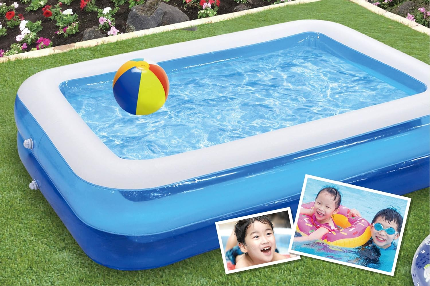HAC 4062 Jumbo Family Pool, Rectangular, Water Play, Large, 6.6 Ft (2 M) (W X D X H): 74.8 X 51.2 X 17.3 Inches (190 X 130 X 44 Cm)