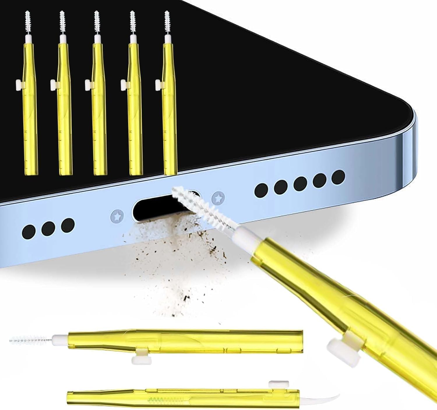 Phone Charge Port Cleaning Brushes, 8Pcs Anti-Clogging Dual Side Cell Phone Hook Cleaner Mini Brushes, Anti-Clogging Dust Remover Mini Cleaning Brushes for Iphone Charging Port image number 4