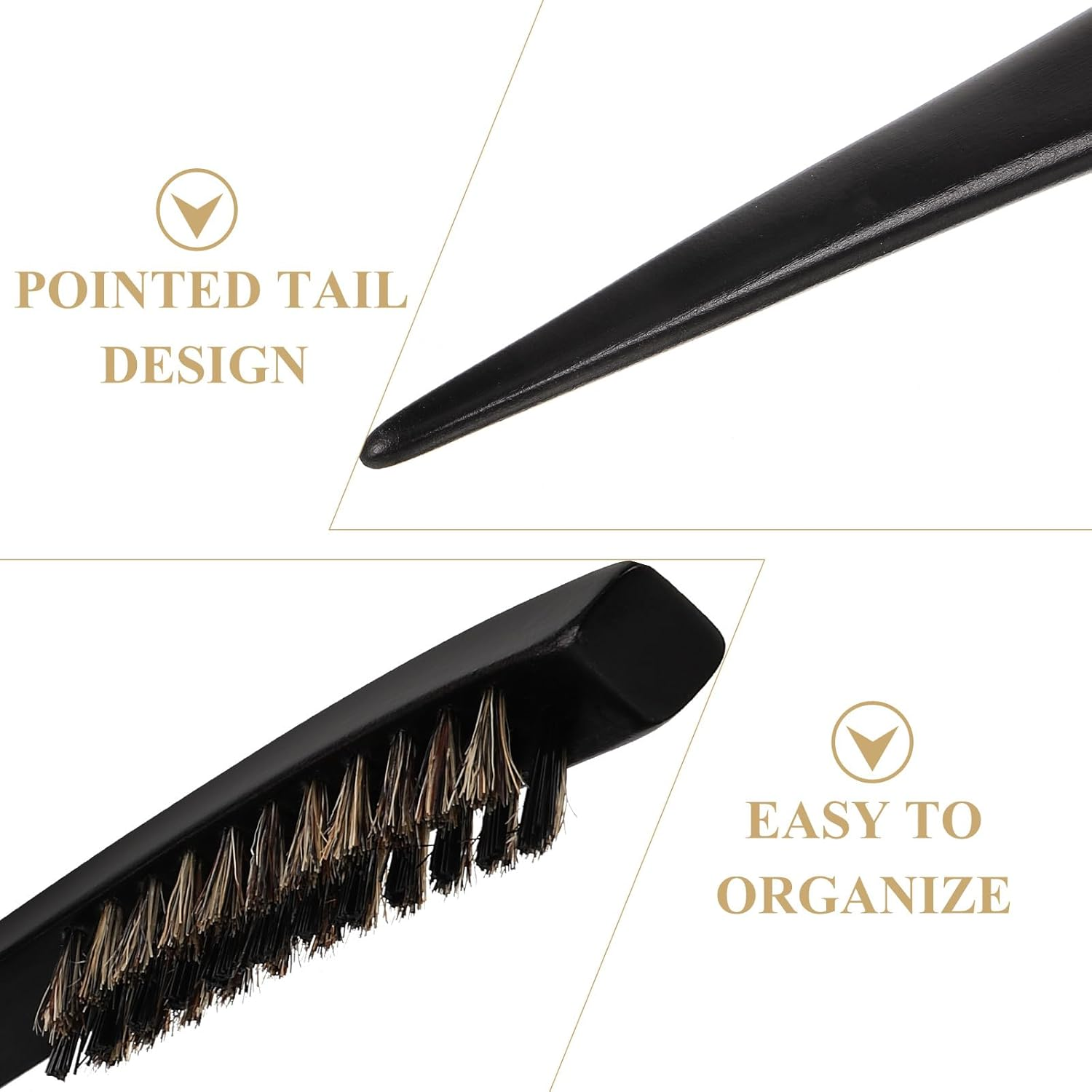 FRCOLOR Bristle Brush Hair Brush for Slicking Hair Back Slick Women Teasing Slick Back Hard Bristle for Thin Bristle Smooth Comb image number 4