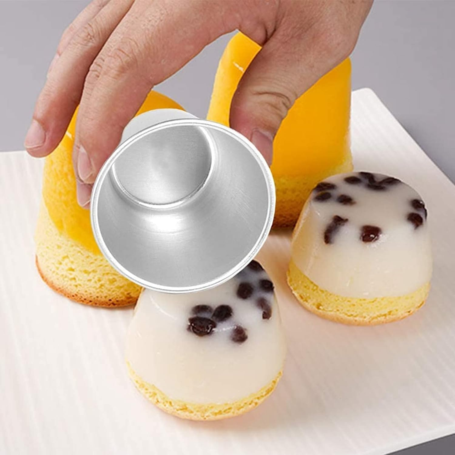 Voniecop 6 PCS Aluminium Dariol Mould Baking Cup Dariole Pudding Dessert Creme Moulds round Egg Tart Mould Bakeware Cup image number 5