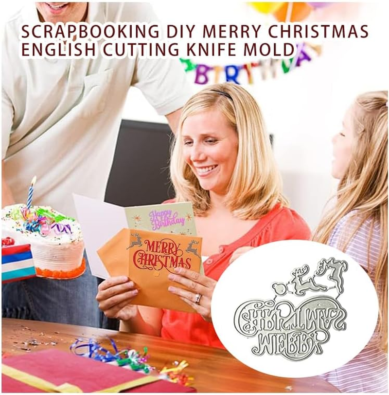 Merry Christmas Deer Metal Cutting Dies, DIY Embossing Stencil Template Crafts for Handmade Scrapbooking Paper Card Making (Merry Christmas) image number 2