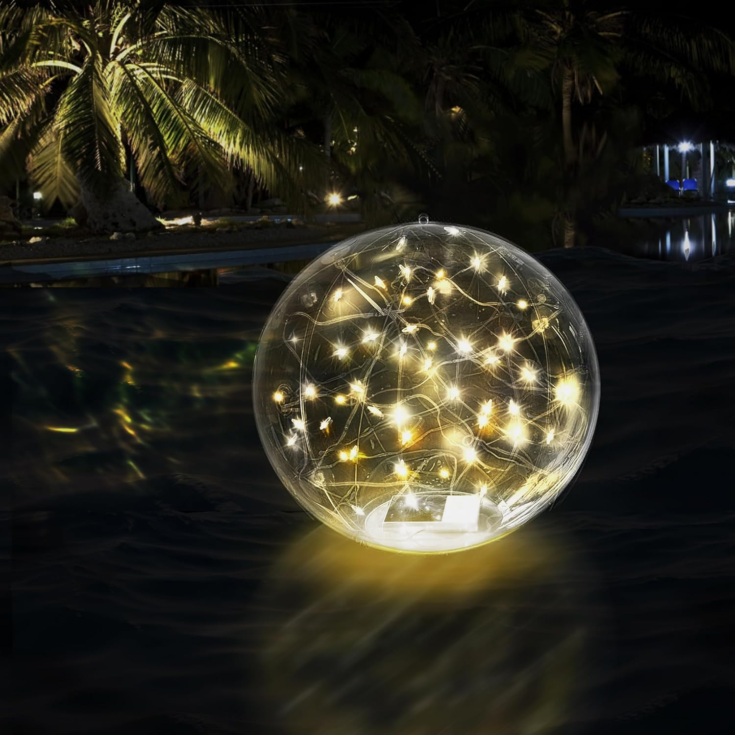 SATXTREM 14 Inch Solar Floating Pool Lights,Glow in the Dark 3000K Warm White Solar Powered Pool Lights That Float,Waterproof Led,Floating Ball Lights for Pool image number 5