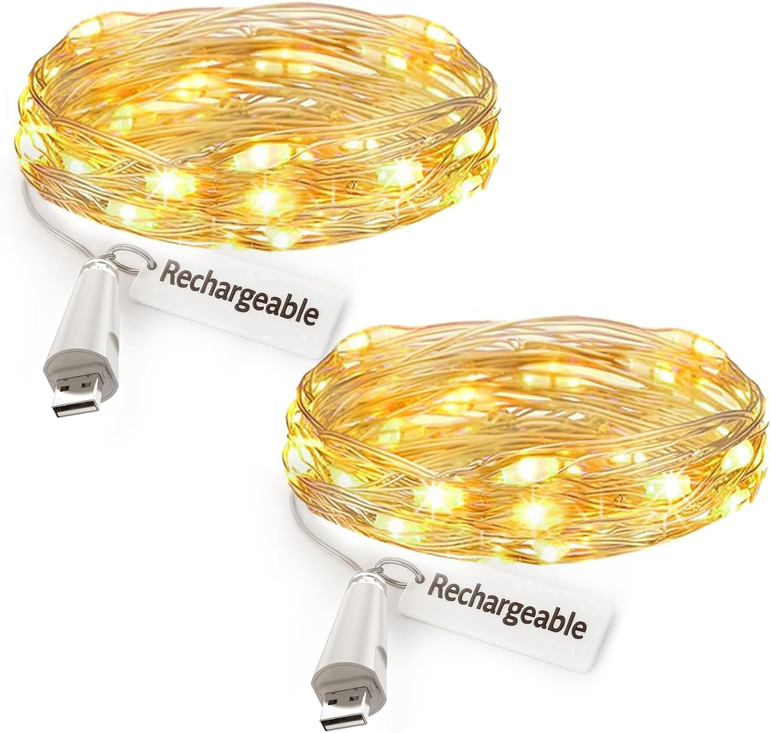 Leegoal USB Rechargeable Fairy Lights, 7 Ft 20 LED Copper Wire Lights, Battery Operated Waterproof Fire Fly Style, Ideal for Bedroom, Indoor/Outdoor, Wedding, Christmas, Party image number 4