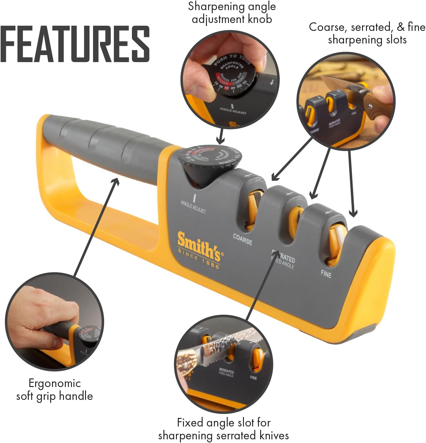 Smith'S Adjustable Angle Pull-Thru Knife Sharpener image number 1