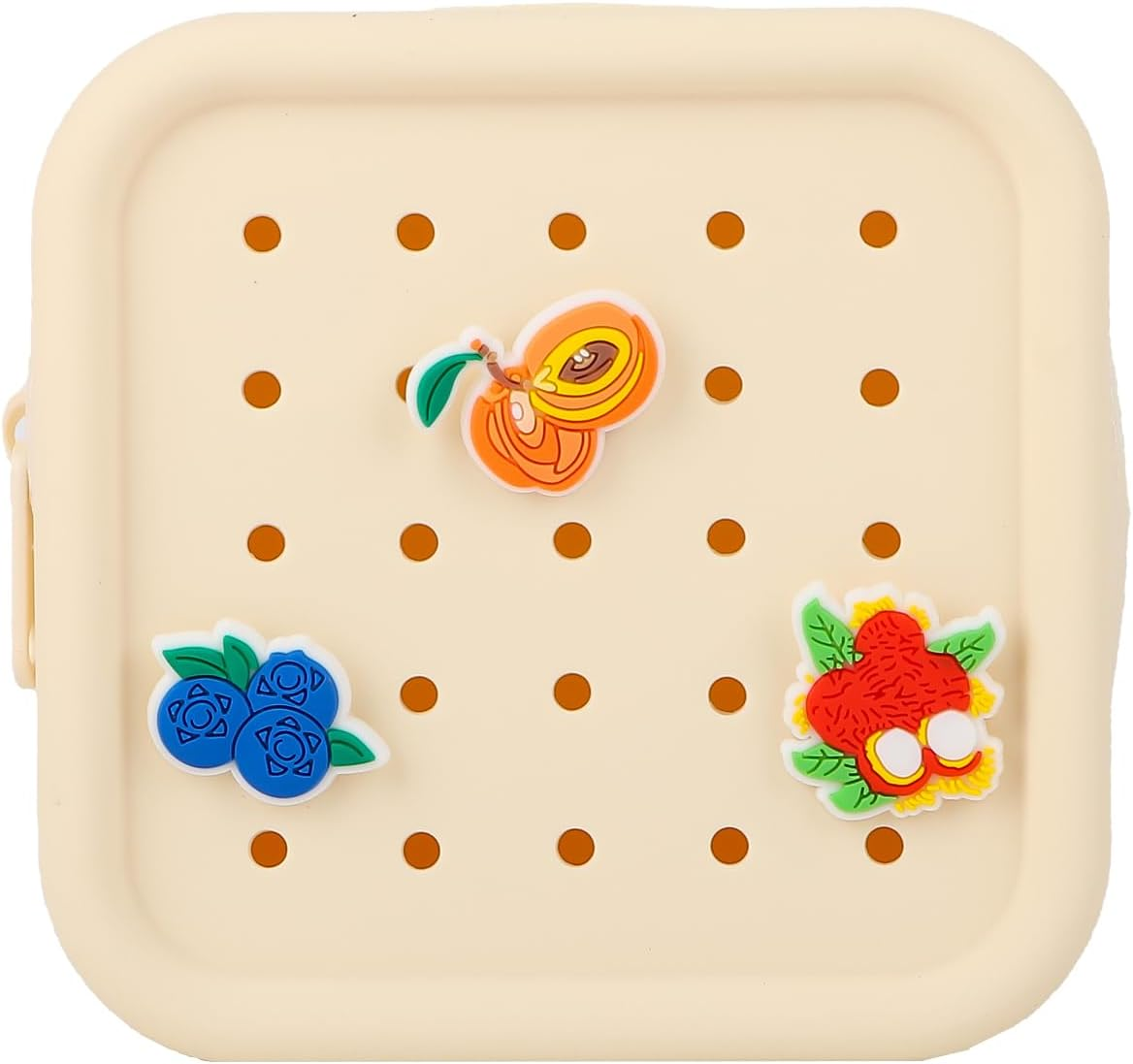 DDPOND Silicone Makeup Bag with Holes, Small Waterproof Travel Cosmetic Bag, Stylish Travel Toiletry Pouch, Multi-Purpose with Holes Pouch Perfect for Sports, Beach, Pool(07Beige)