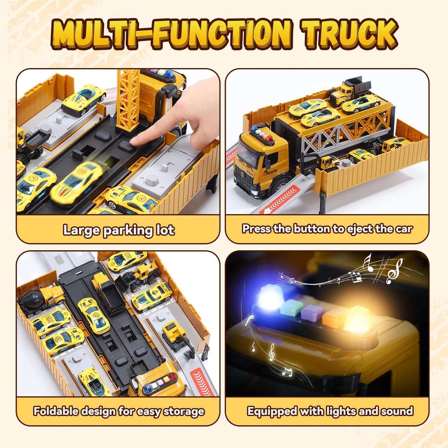Skirtoy Kids Construction Trucks Toys, Alloy Car Vehicles Set with Light and Sound, Dump Truck, Excavator, Crane, Concrete Truck for 3-7 Years Old Boys Thanksgiving Christmas Birthday Gifts image number 2