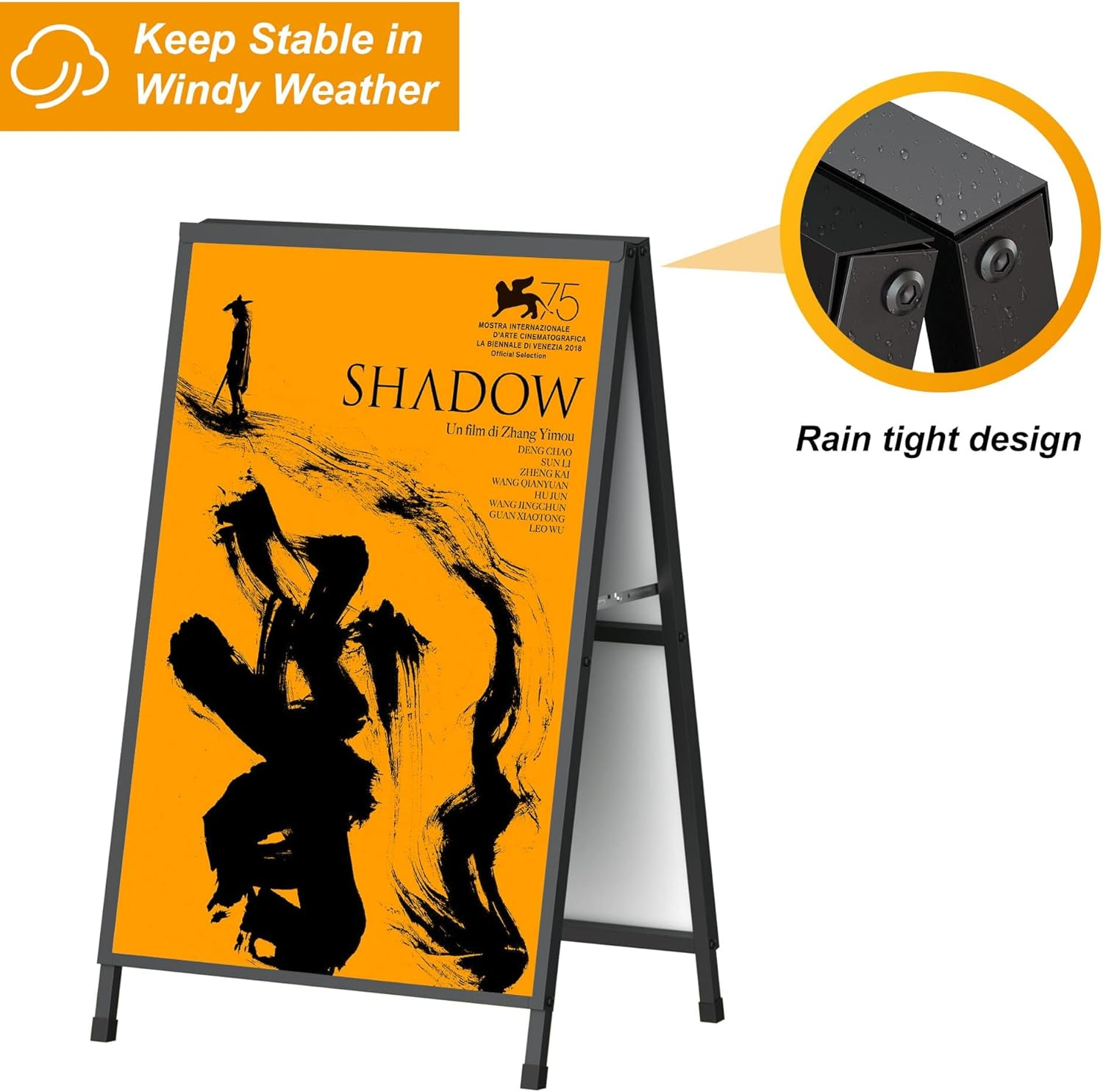 A Frame Sign Holder Outdoor Sandwich Boards Holder 60X90 CM Sidewalk Signs for Businesses Outdoor - Holder Only image number 3