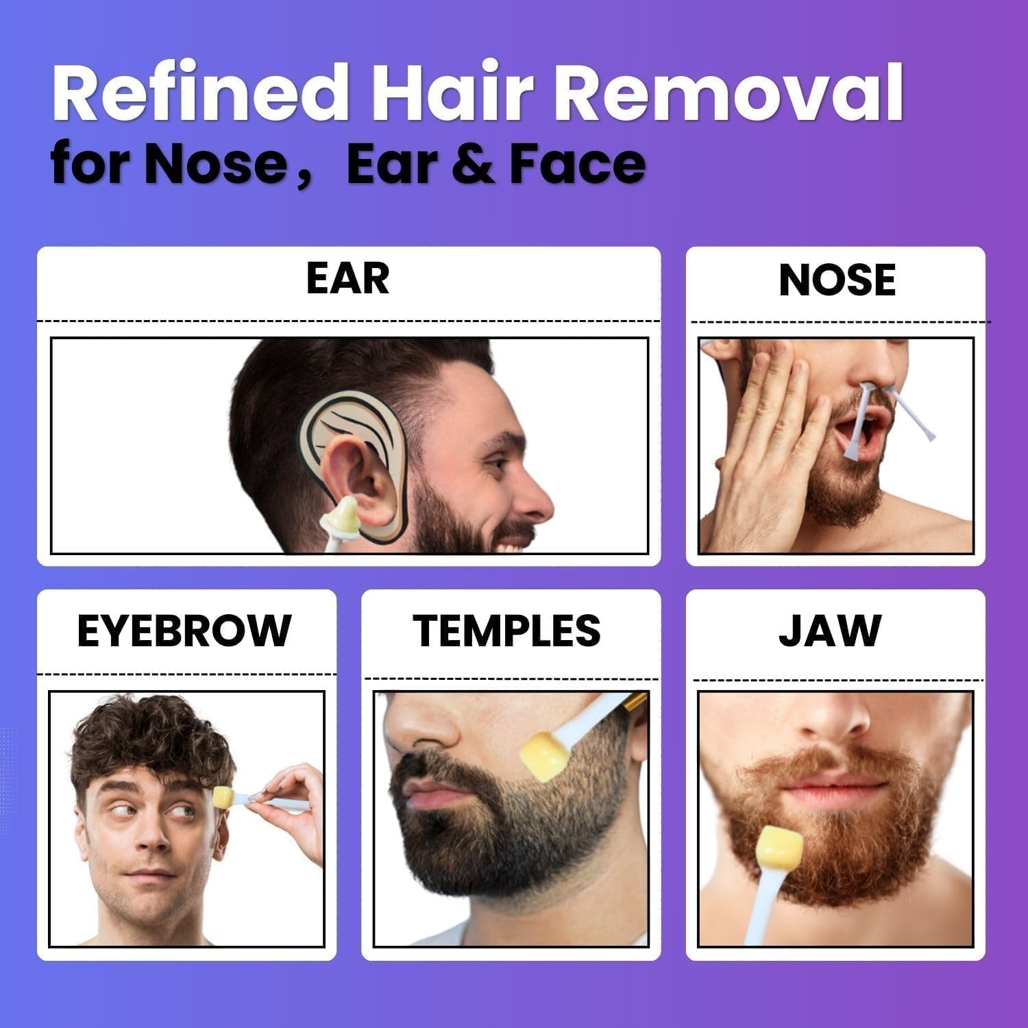 Waxfans Nose Wax Kit Men,Ear Hair Wax Kit,200G Wax,For 40 Uses,Nose & Ear Hair Removal for Men and Women,Long-Lasting for 4 Week (Green) image number 1