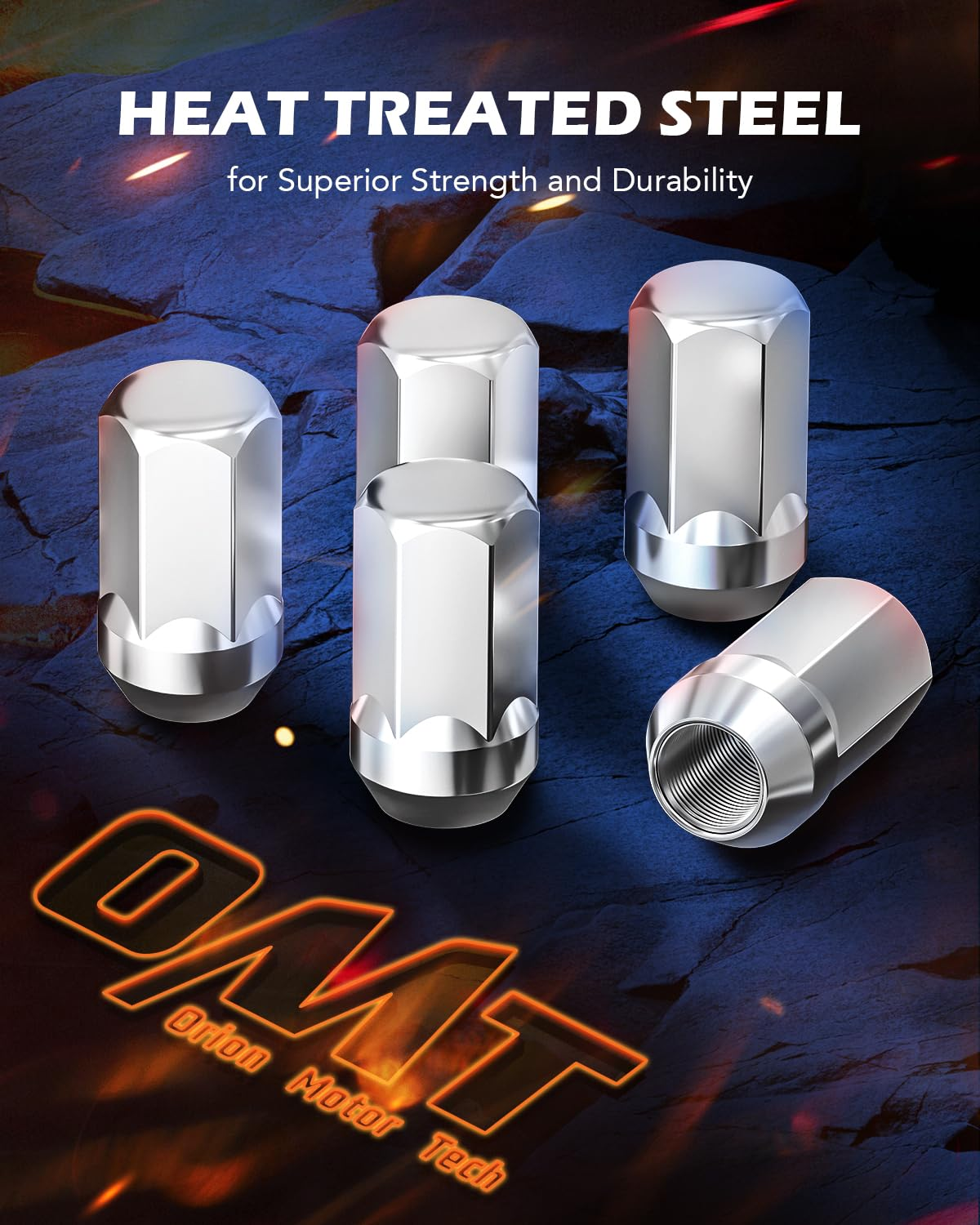 Orion Motor Tech M14X1.5 Lug Nuts, Cone Seat Lug Nut Set with 7/8" Hex, 14X1.5Mm Wheel Lug Nuts Compatible with Buick Dodge Cadillac Chrysler Chevy Silverado, GM 9596070 611-236, Set of 24, Chrome