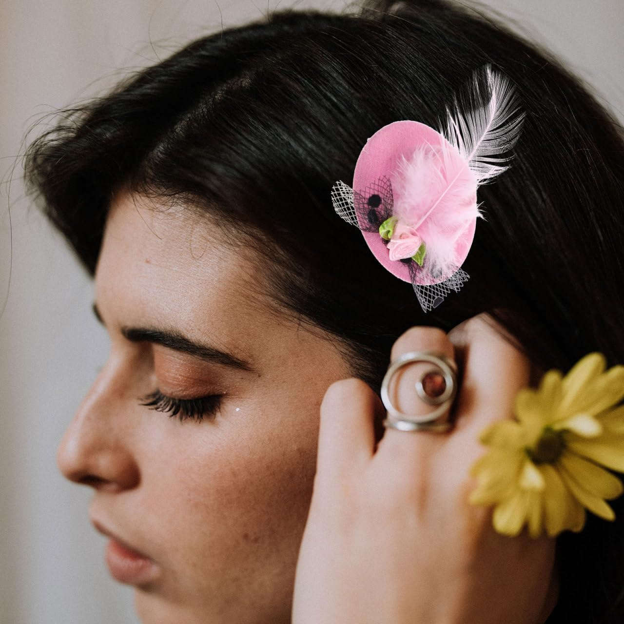 VICASKY Mini Hat Hair Clip 12 Pieces 5.5 Cm Cute Top Fascinator Hats Clip Girls Hair Pin Headband with Clips Party Hats Cuddly Toys Fun Hat Headwear Formal Mini Hats Hat Clips image number 2