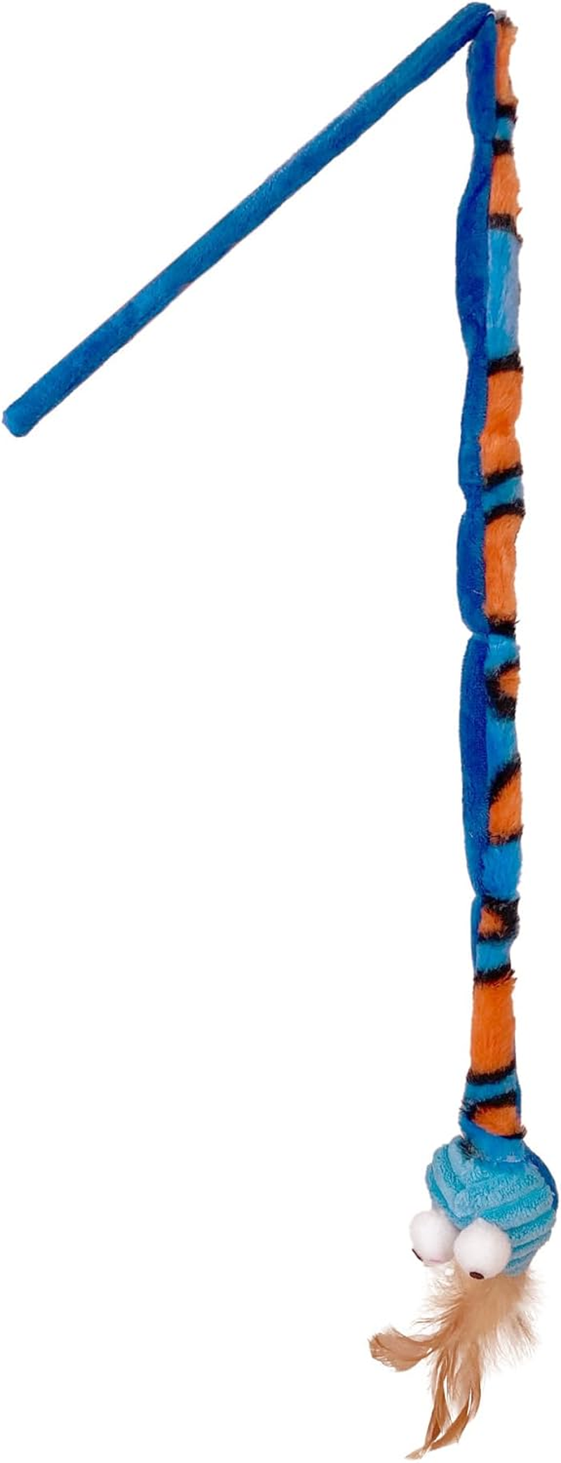 Cattitude Cat Toy Whisker Workout Simon Snake Tease Wand, 76Cm Height, Blue & Orange - Rattle to Encourage Play, Interactive Feathers, Textured Fabric image number 5
